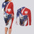 Polish American Heritage Month Couples Matching Long Sleeve Bodycon Dress and Long Sleeve Button Shirt USA Eagle and Poland Eagle with National Flag - Wonder Print Shop