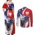 Polish American Heritage Month Couples Matching Off Shoulder Maxi Dress and Long Sleeve Button Shirt USA Eagle and Poland Eagle with National Flag - Wonder Print Shop