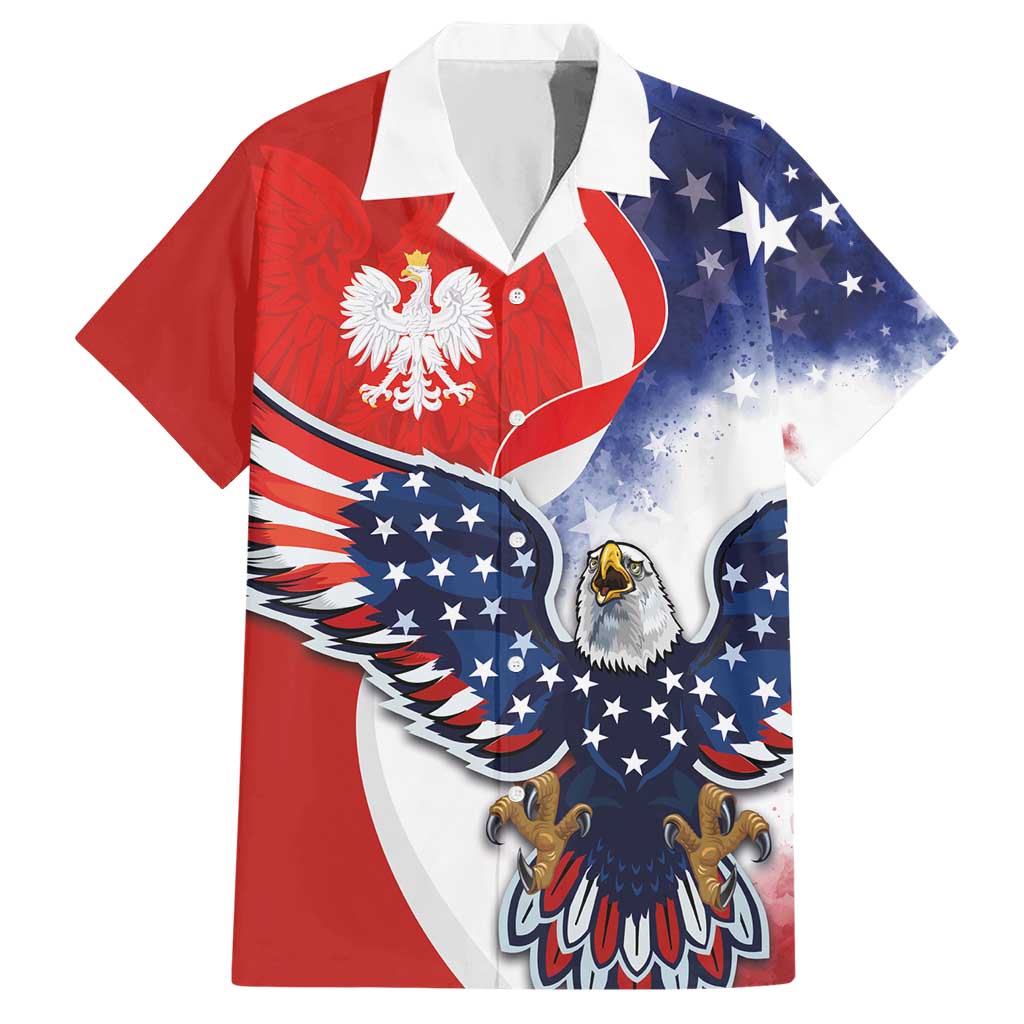 Polish American Heritage Month Hawaiian Shirt USA Eagle and Poland Eagle with National Flag - Wonder Print Shop