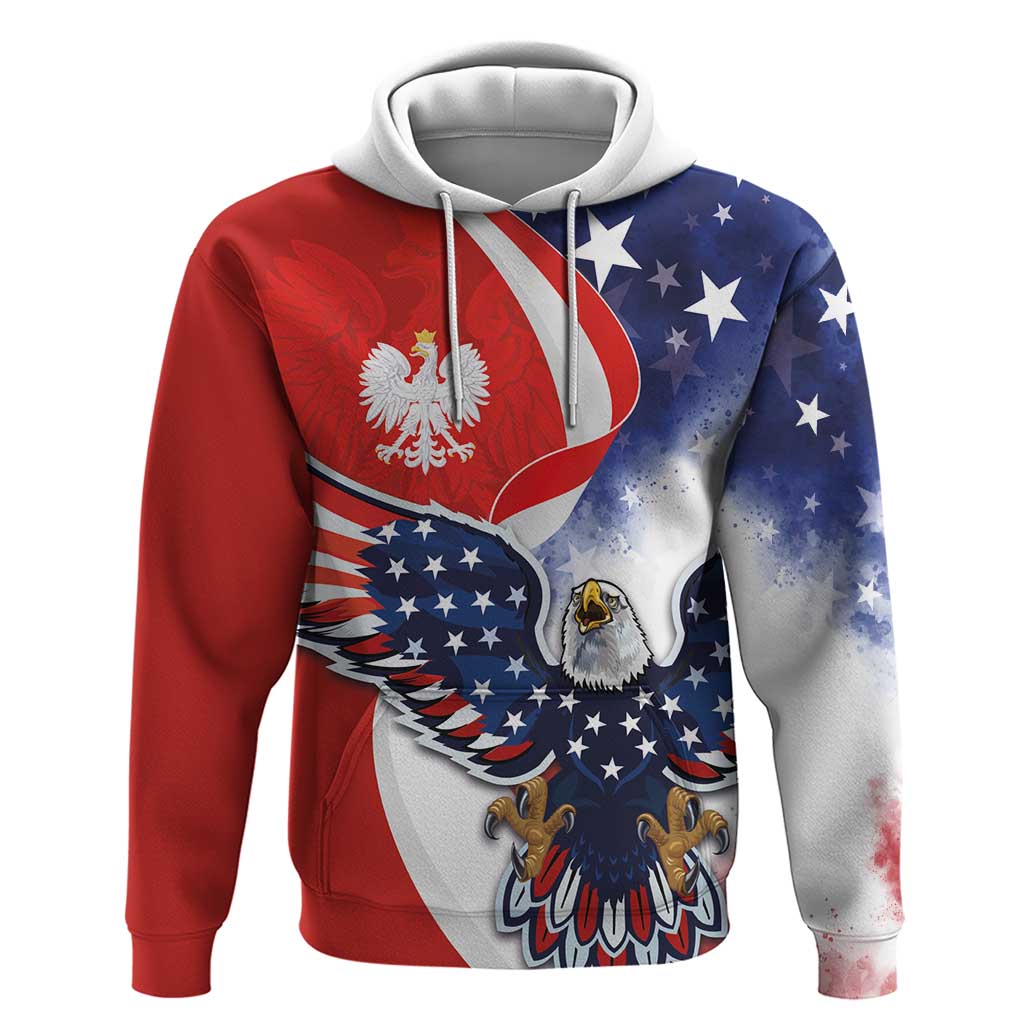 Polish American Heritage Month Hoodie USA Eagle and Poland Eagle with National Flag - Wonder Print Shop