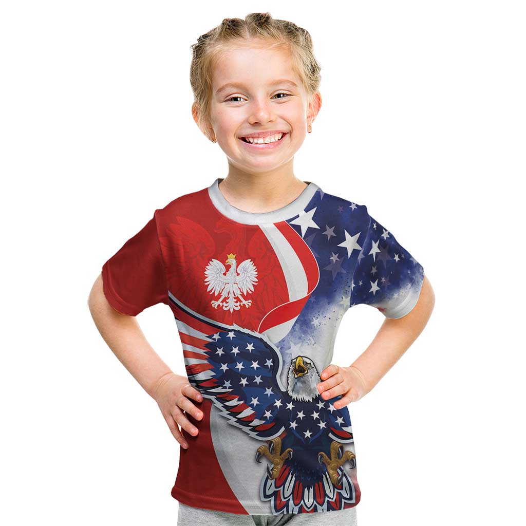 Polish American Heritage Month Kid T Shirt USA Eagle and Poland Eagle with National Flag - Wonder Print Shop