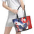 Polish American Heritage Month Leather Tote Bag USA Eagle and Poland Eagle with National Flag - Wonder Print Shop