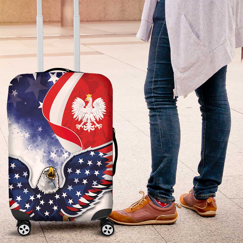 Polish American Heritage Month Luggage Cover USA Eagle and Poland Eagle with National Flag - Wonder Print Shop