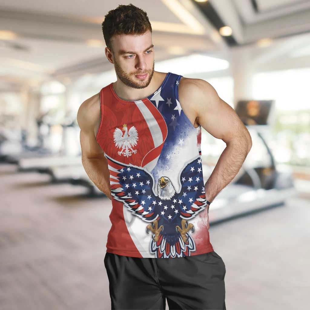 Polish American Heritage Month Men Tank Top USA Eagle and Poland Eagle with National Flag - Wonder Print Shop