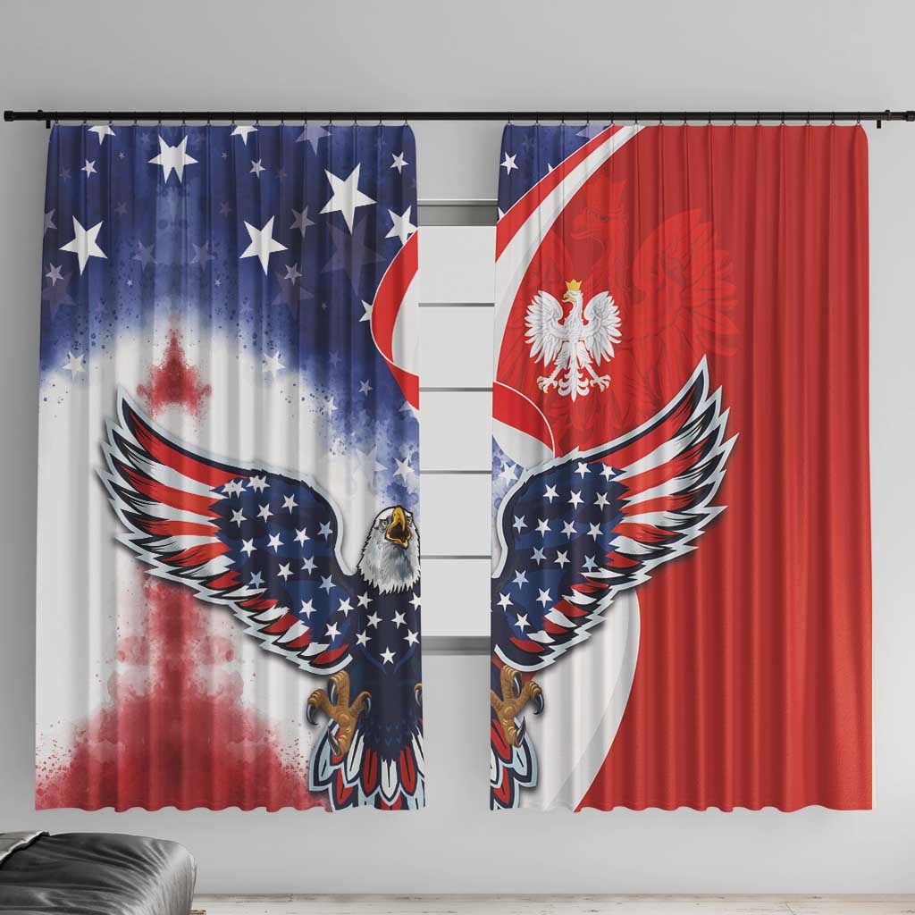 Polish American Heritage Month Window Curtain USA Eagle and Poland Eagle with National Flag