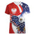 Polish American Heritage Month Women V-Neck T-Shirt USA Eagle and Poland Eagle with National Flag