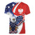 Polish American Heritage Month Women V-Neck T-Shirt USA Eagle and Poland Eagle with National Flag