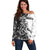 Funny Christmasquatch Camouflage of Snowflakes Off Shoulder Sweater - Wonder Print Shop