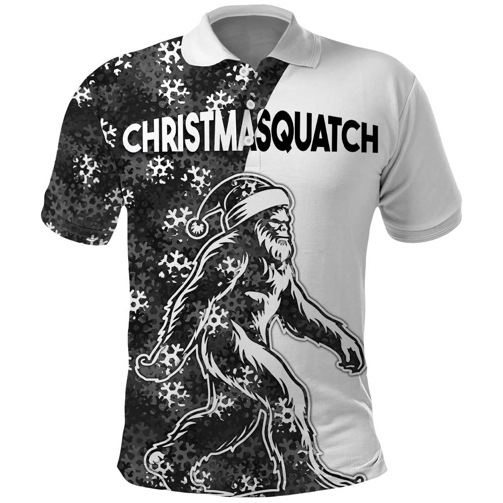 Funny Christmasquatch Camouflage of Snowflakes Polo Shirt