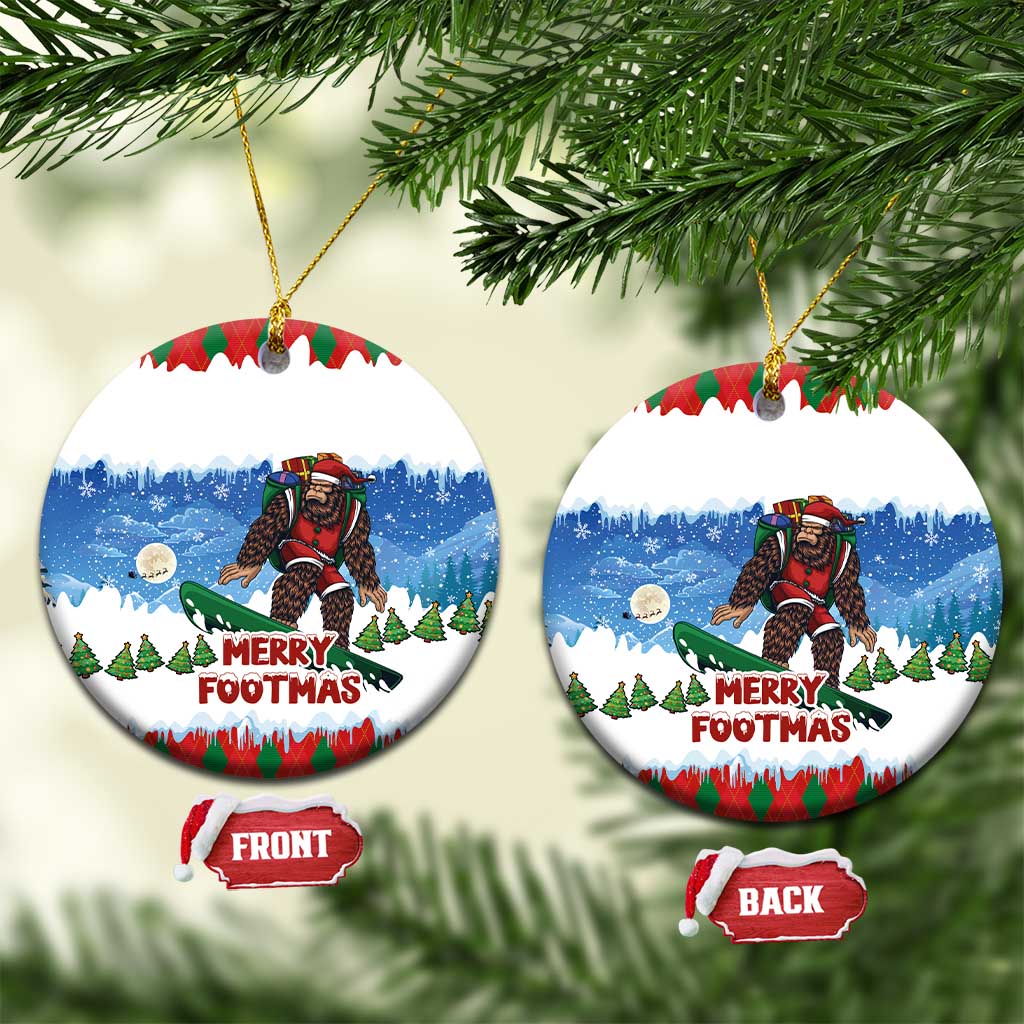 Christmas Bigfoot Ride Snowboard Ceramic Ornament Merry Footmas Xmas Style - Wonder Print Shop