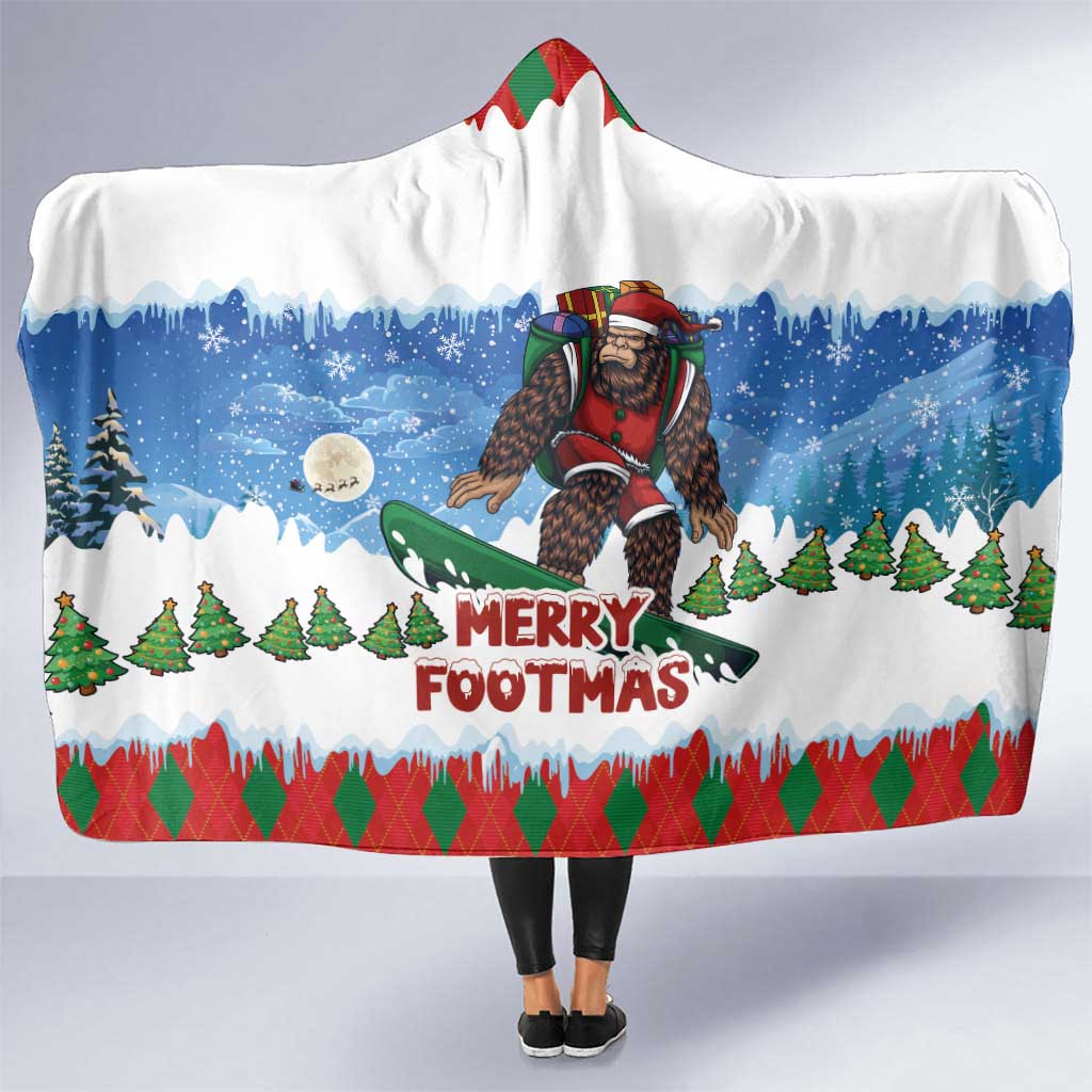 Christmas Bigfoot Ride Snowboard Hooded Blanket Merry Footmas Xmas Style