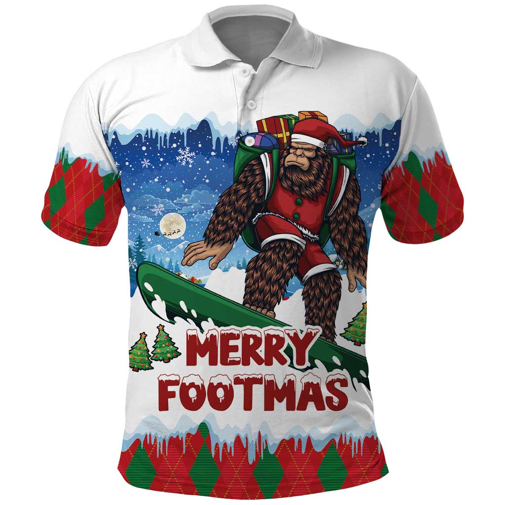 Christmas Bigfoot Ride Snowboard Polo Shirt Merry Footmas Xmas Style