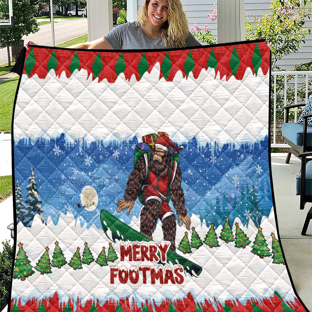 Christmas Bigfoot Ride Snowboard Quilt Merry Footmas Xmas Style - Wonder Print Shop