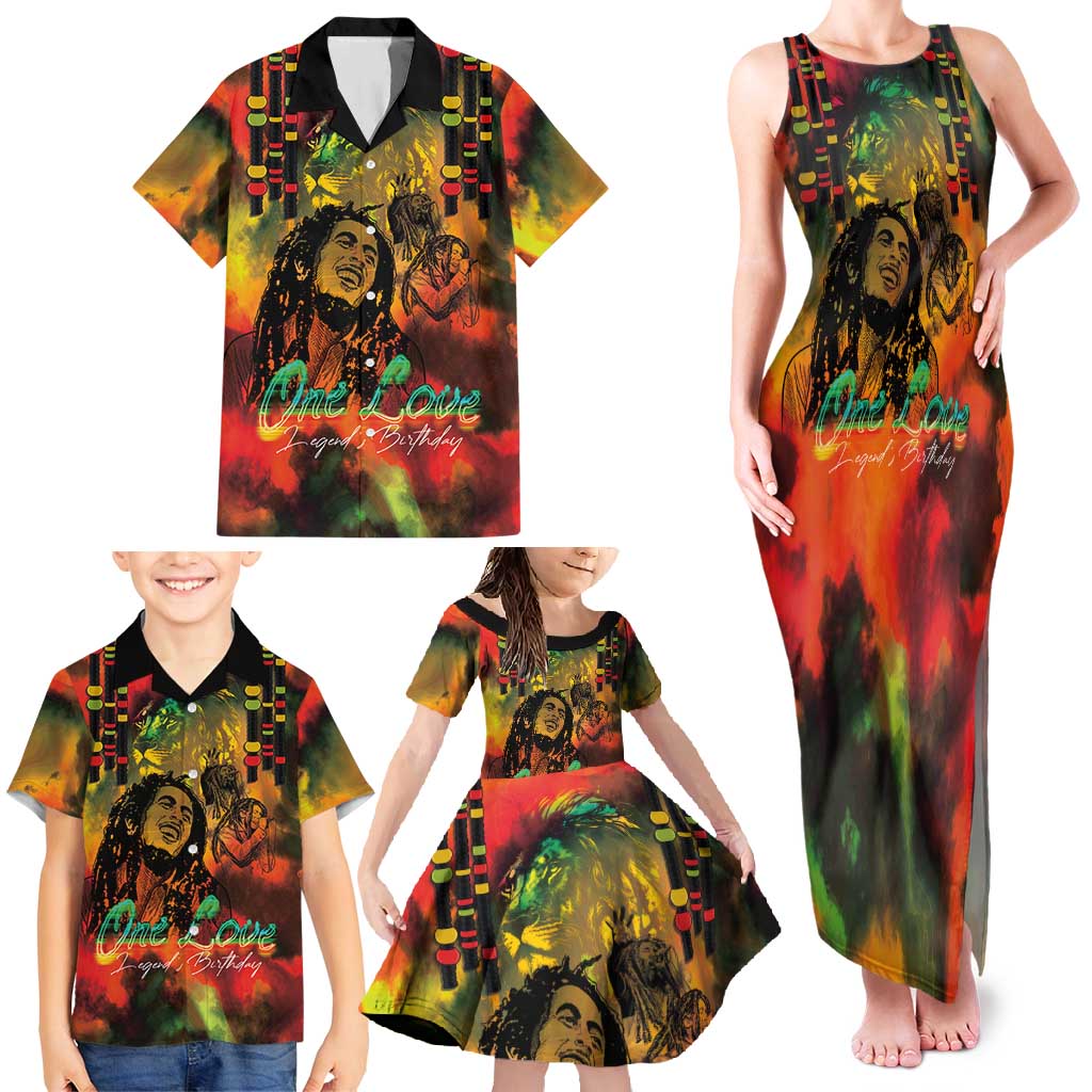 Jamaican Reggae Legend's Birthday Family Matching Tank Maxi Dress and Hawaiian Shirt One Love Jamaica - Wonder Print Shop