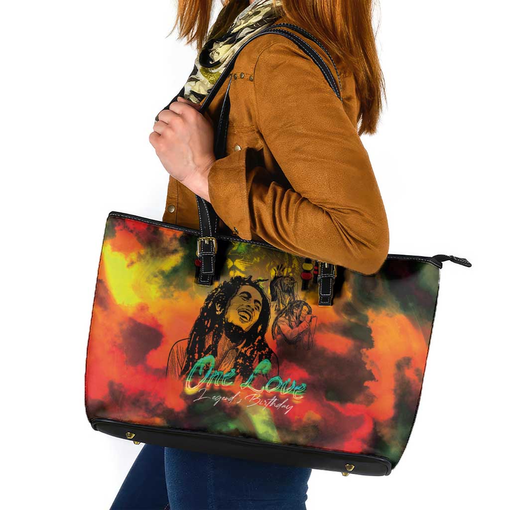 Jamaican Reggae Legend's Birthday Leather Tote Bag One Love Jamaica - Wonder Print Shop