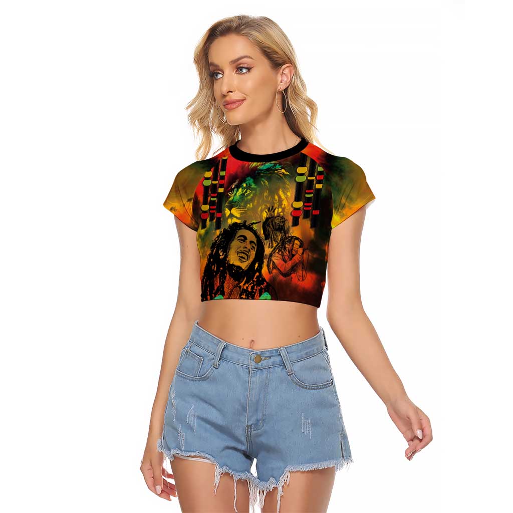 Jamaican Reggae Legend's Birthday Raglan Cropped T Shirt One Love Jamaica - Wonder Print Shop