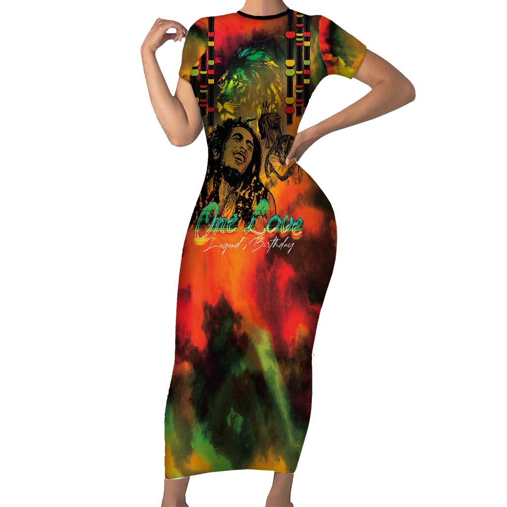 Jamaican Reggae Legend's Birthday Short Sleeve Bodycon Dress One Love Jamaica