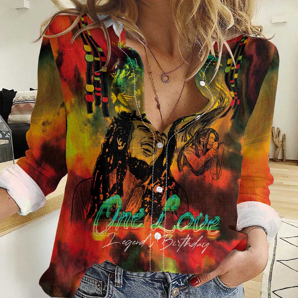 Jamaican Reggae Legend's Birthday Women Casual Shirt One Love Jamaica