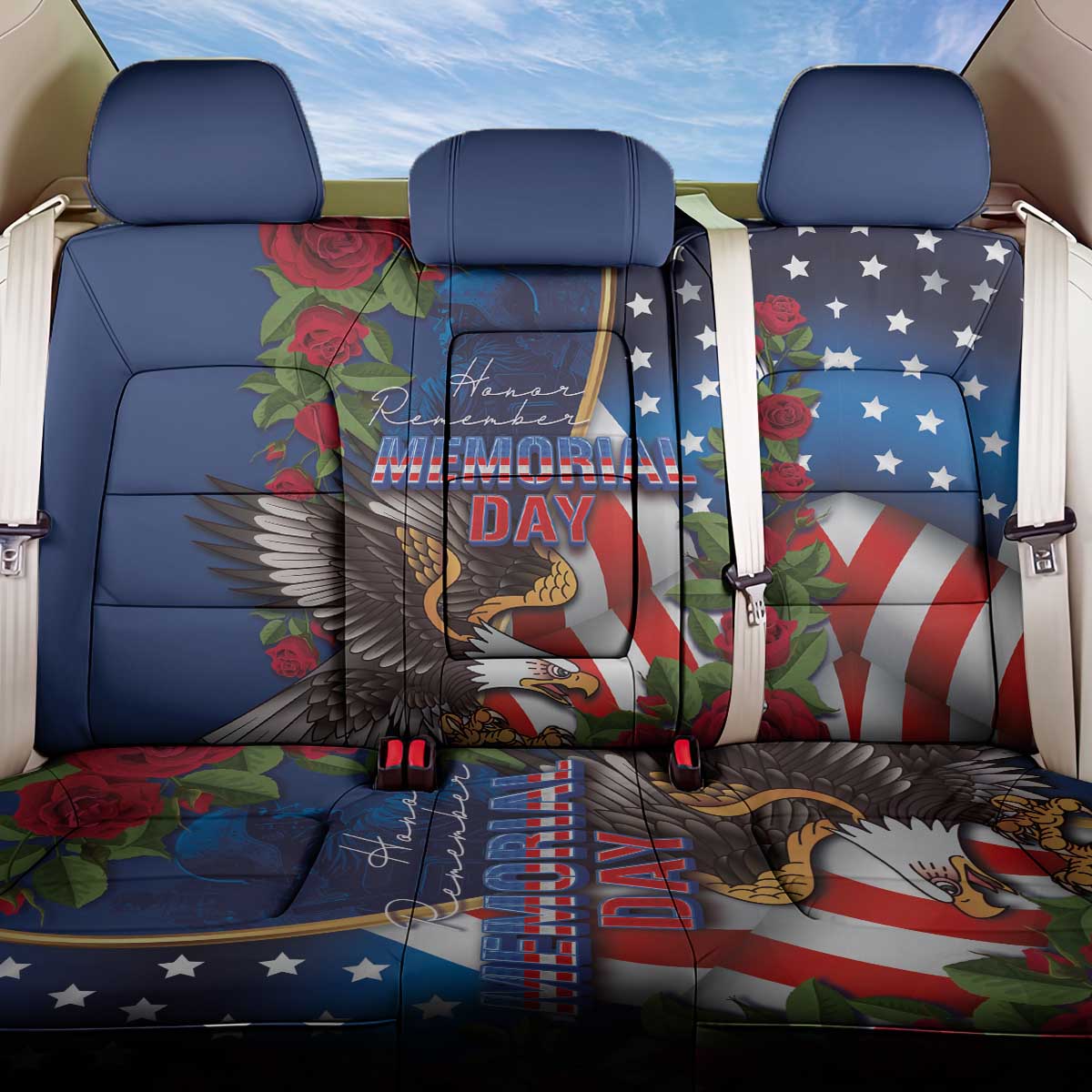 United States Memorial Day-Honor and Remember Back Car Seat Cover