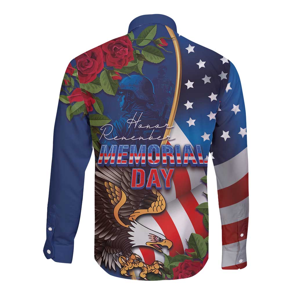 United States Memorial Day-Honor and Remember Long Sleeve Button Shirt