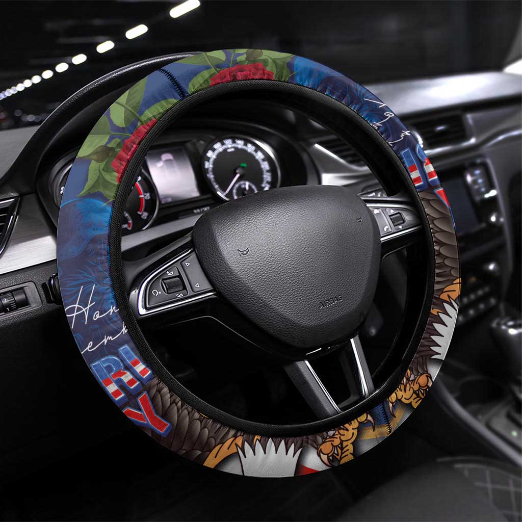 United States Memorial Day-Honor and Remember Steering Wheel Cover