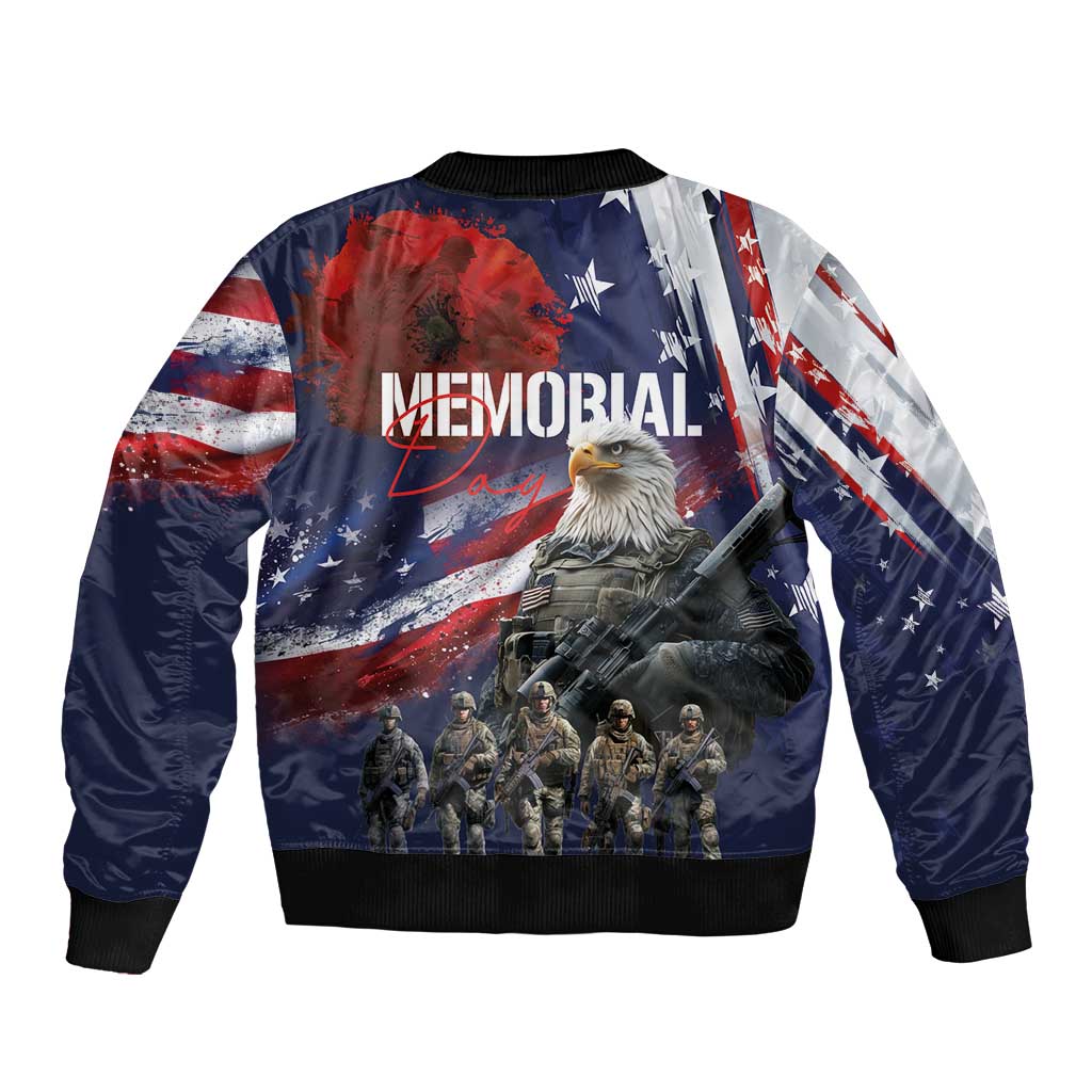 United States Memorial Day Bomber Jacket Bald Eagle US Soldier-Honor and Remember The Fallen