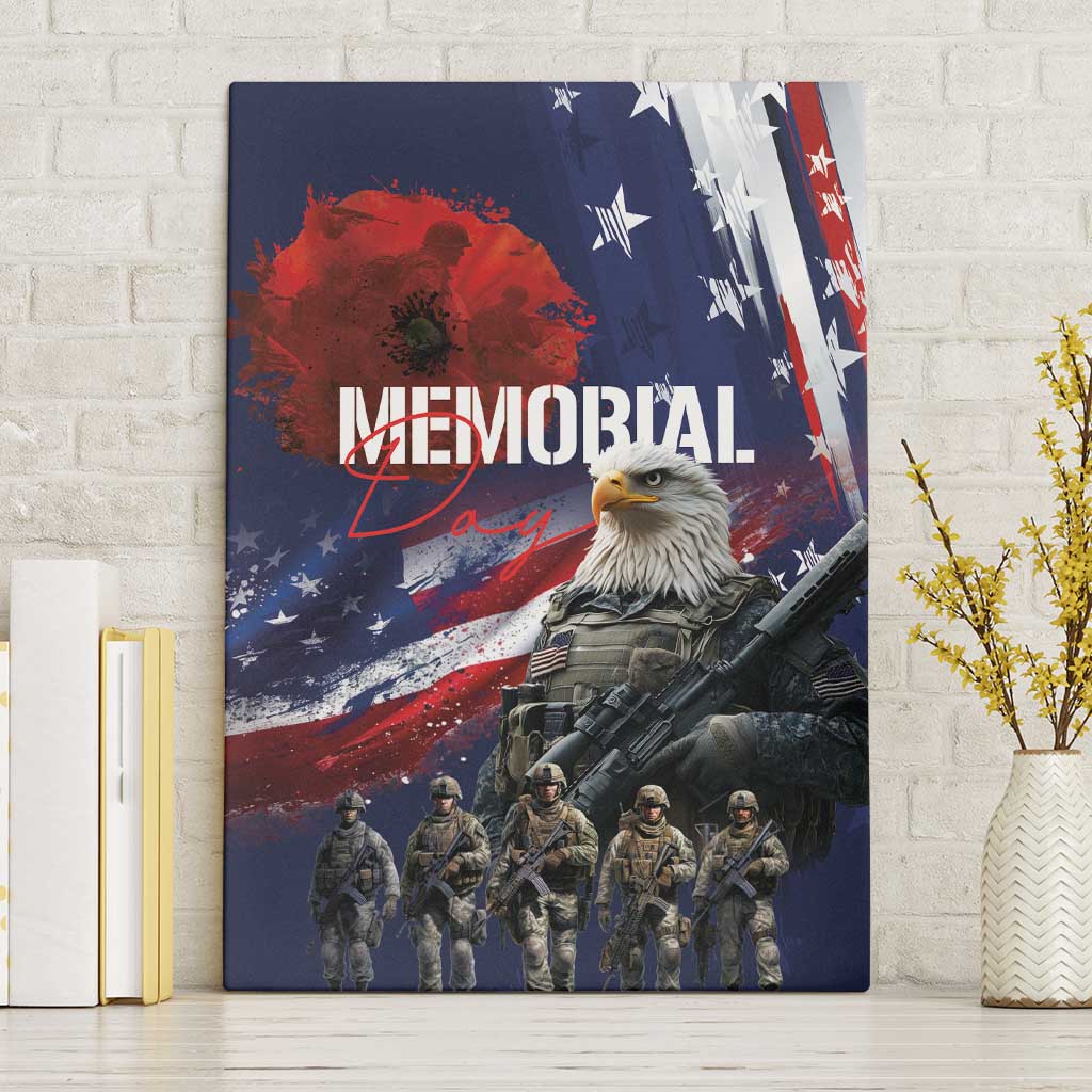 United States Memorial Day Canvas Wall Art Bald Eagle US Soldier-Honor and Remember The Fallen