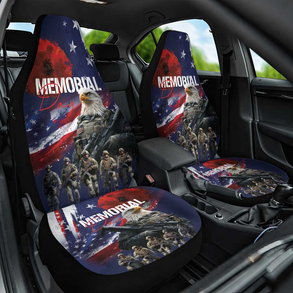 United States Memorial Day Car Seat Cover Bald Eagle US Soldier-Honor and Remember The Fallen