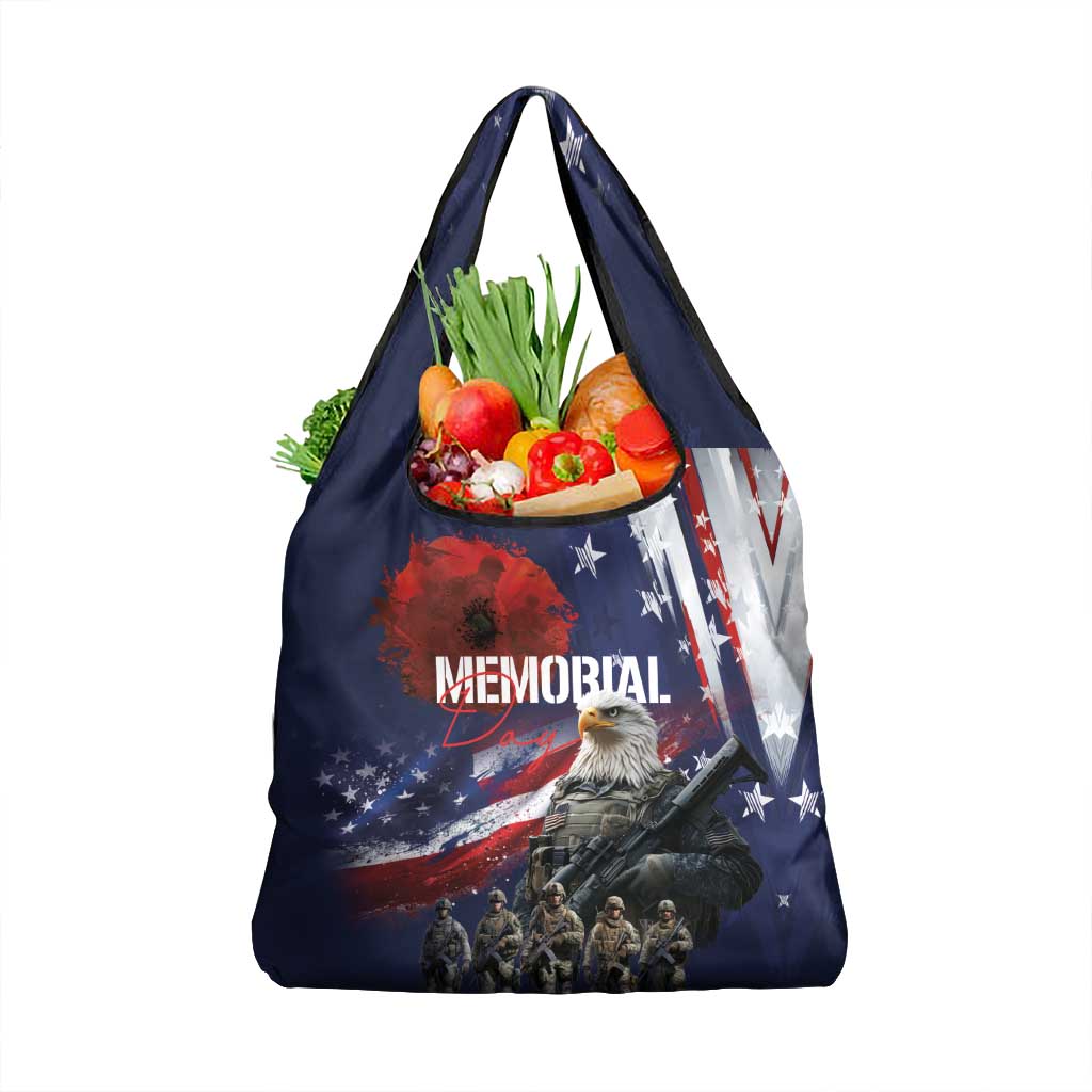 United States Memorial Day Grocery Bag Bald Eagle US Soldier-Honor and Remember The Fallen