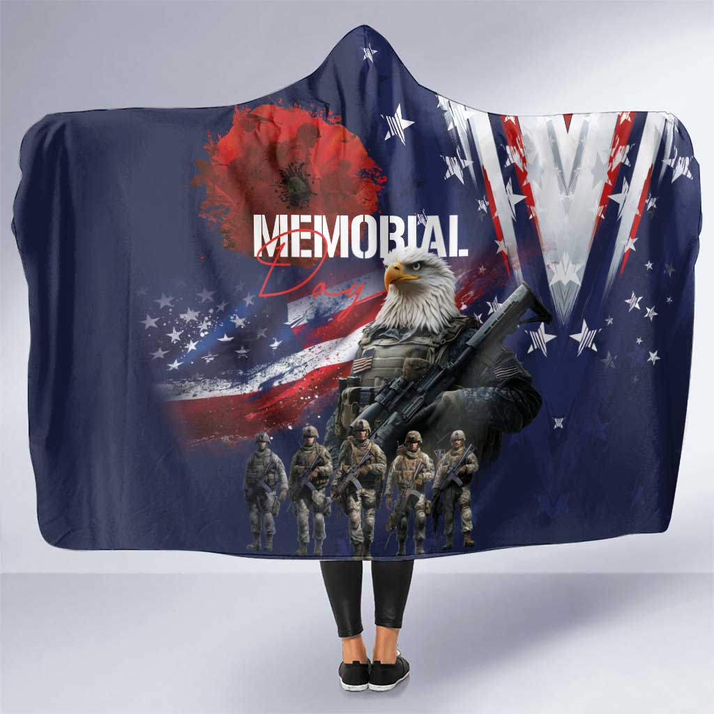 United States Memorial Day Hooded Blanket Bald Eagle US Soldier-Honor and Remember The Fallen