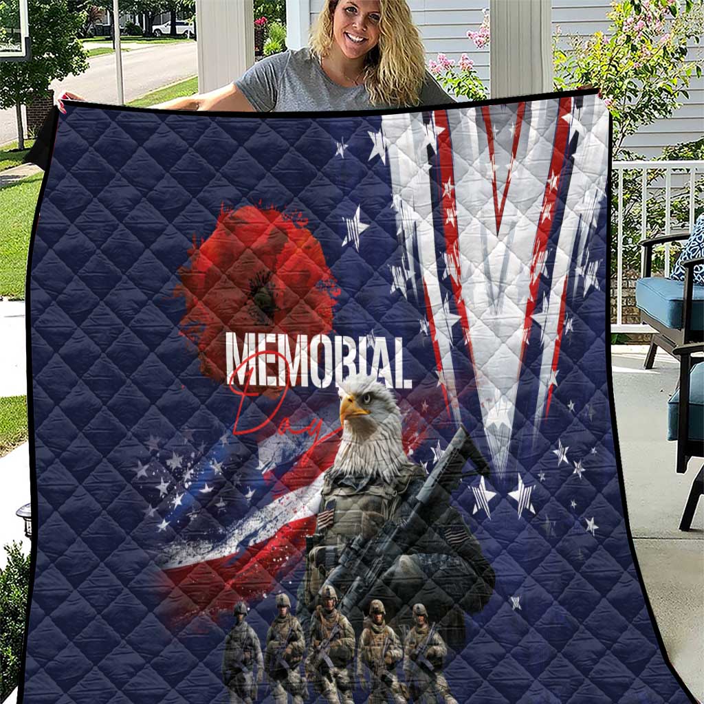 United States Memorial Day Quilt Bald Eagle US Soldier-Honor and Remember The Fallen