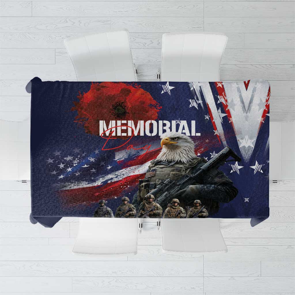 United States Memorial Day Tablecloth Bald Eagle US Soldier-Honor and Remember The Fallen