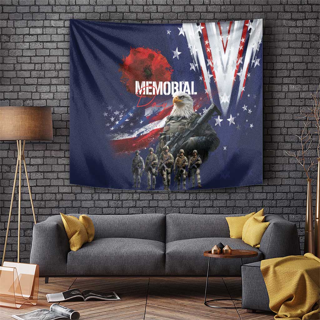 United States Memorial Day Tapestry Bald Eagle US Soldier-Honor and Remember The Fallen