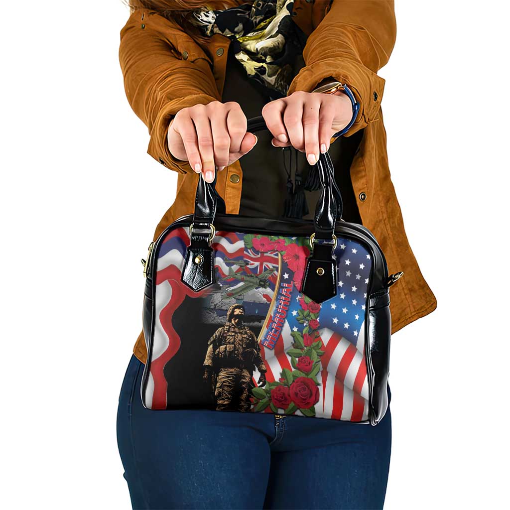 Hawaii and United States Memorial Day Shoulder Handbag Honor and Remember The Fallen