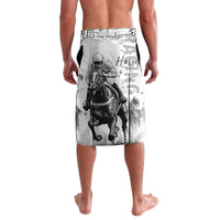 White shorts with jockey and horse drawing print, straight hem