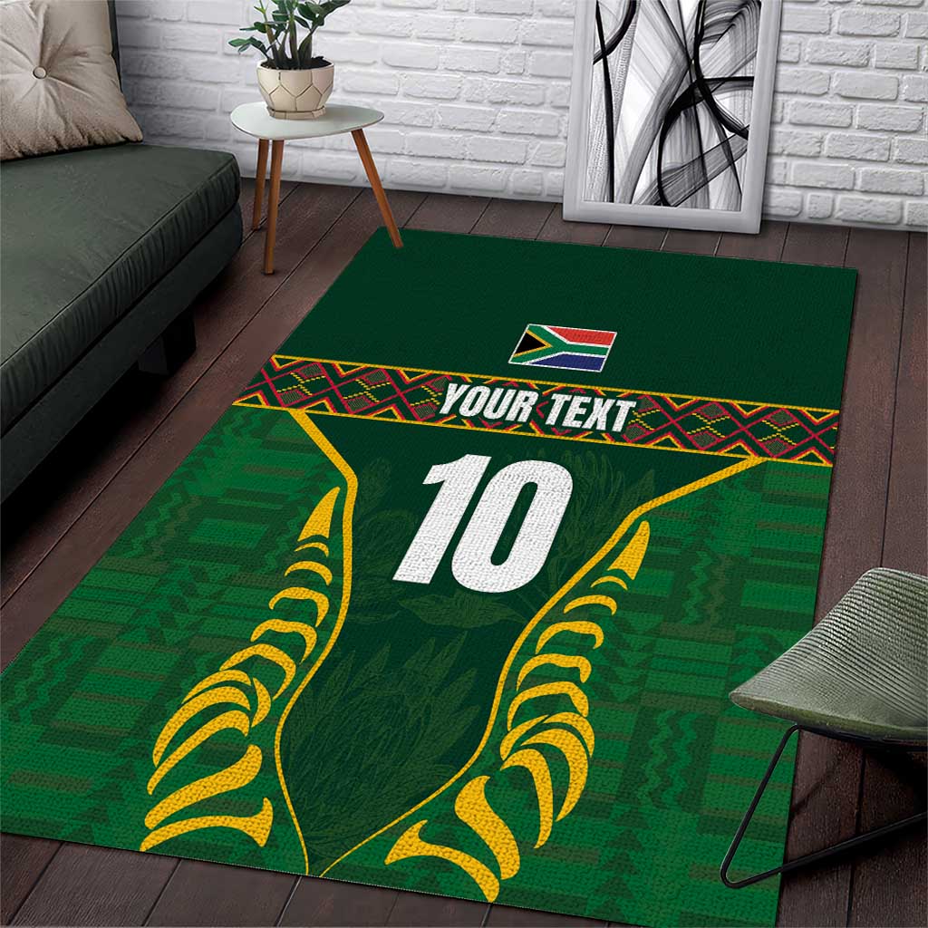 Custom South Africa Rugby Area Rug Springboks Spirit and King Protea