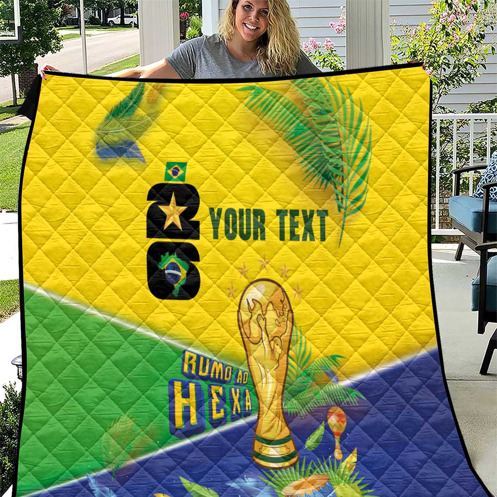 Personalized Brasil Rumo ao Hexa 26 Quilt World Trophy Gold Tropical Plants Carnival Style