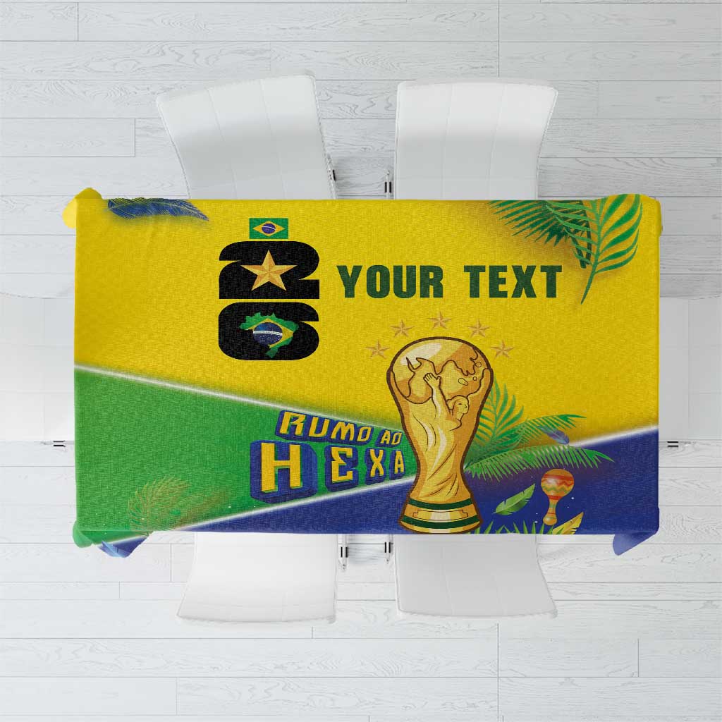 Personalized Brasil Rumo ao Hexa 26 Tablecloth World Trophy Gold Tropical Plants Carnival Style