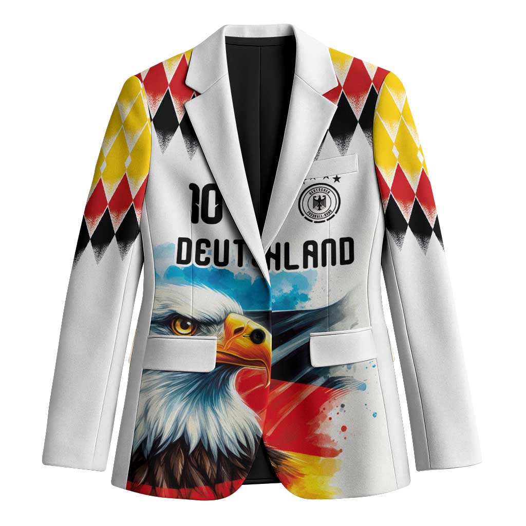 Custom Germany National Football Blazer Deutschland Eagle Argyle Heritage Watercolor Art