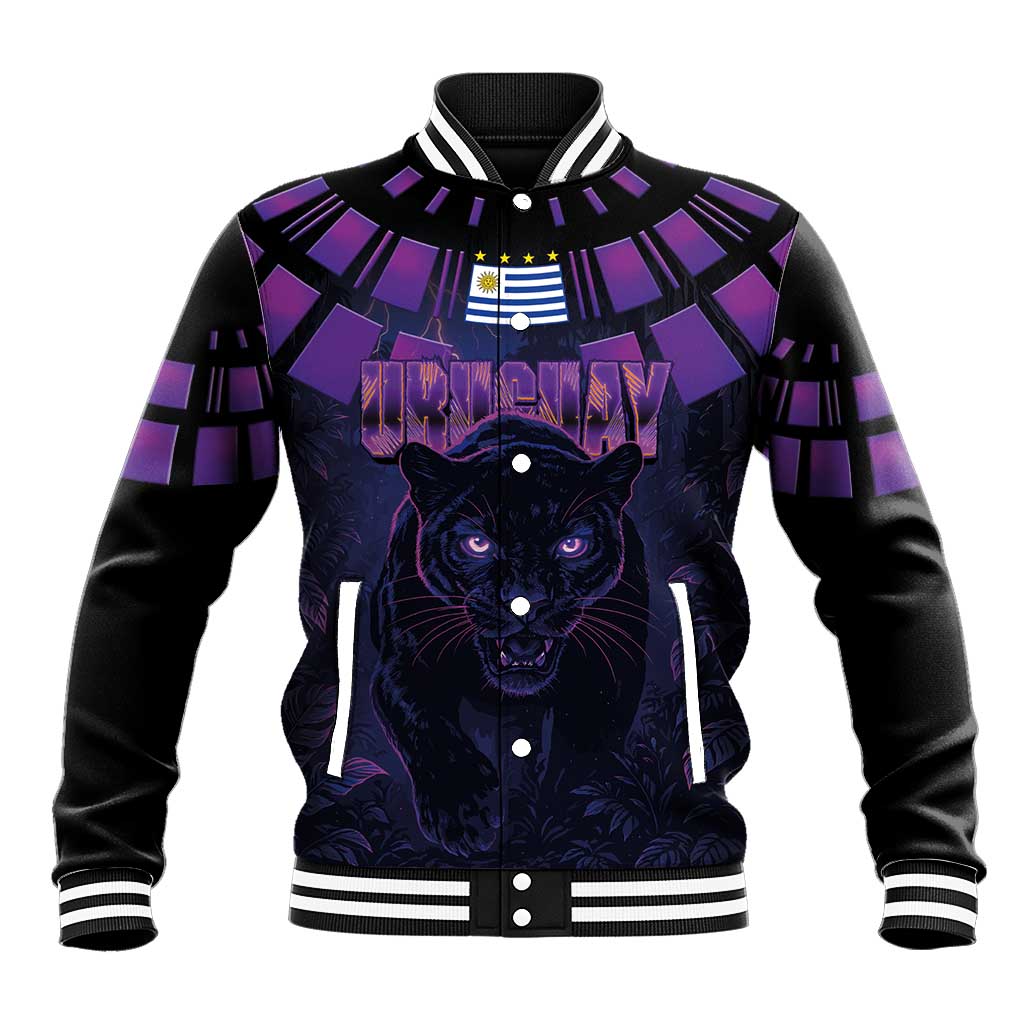 Custom Uruguay National Football Baseball Jacket La Celeste South America Wildcat Neon Graphic