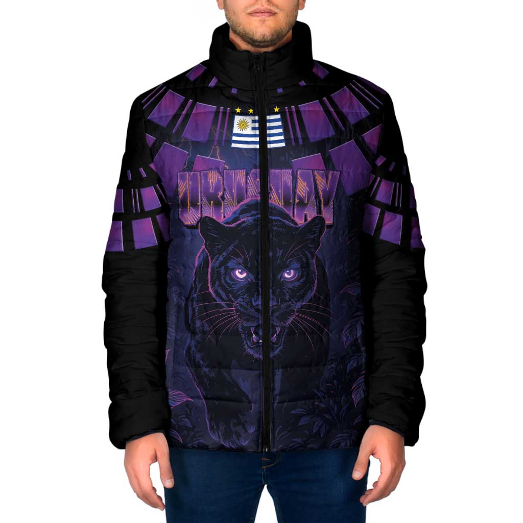 Custom Uruguay National Football Padded Jacket La Celeste South America Wildcat Neon Graphic