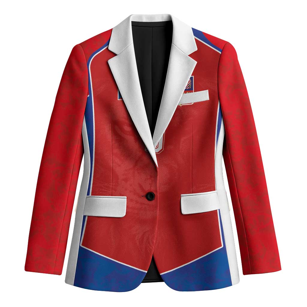 Custom Czechia National Football Blazer Halftone Lion Graphic T90 Style