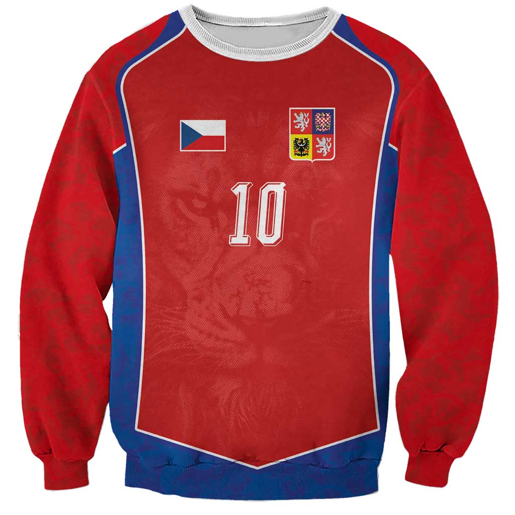 Custom Czechia National Football Sweatshirt Halftone Lion Graphic T90 Style