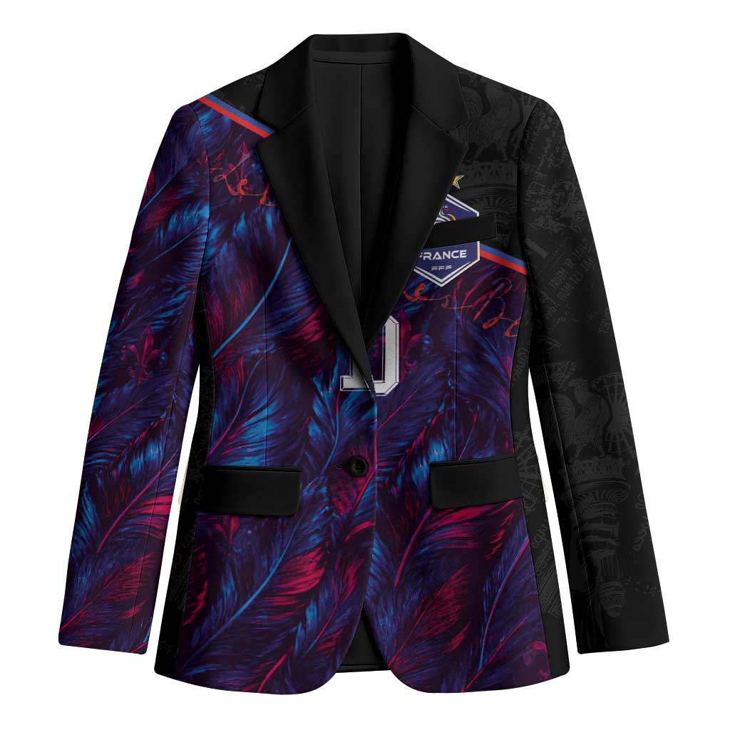Custom France National Football Blazer Les Bleus Feather Pattern Abstract Fleur-De-Lis Art