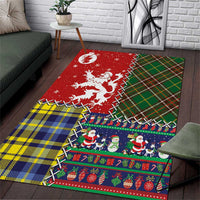Scottish Christmas Area Rug Scotland Lion and Xmas Elements Patch Style - Wonder Print Shop
