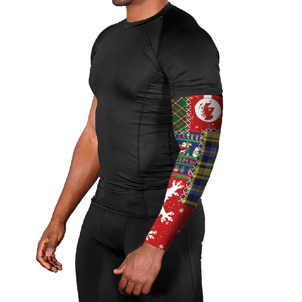 Scottish Christmas Arm Sleeves Scotland Lion and Xmas Elements Patch Style - Wonder Print Shop