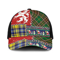 Scottish Christmas Baseball Net Cap Scotland Lion and Xmas Elements Patch Style - Wonder Print Shop