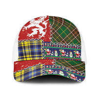 Scottish Christmas Baseball Net Cap Scotland Lion and Xmas Elements Patch Style - Wonder Print Shop
