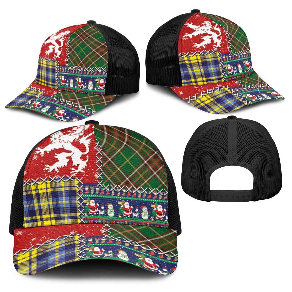 Scottish Christmas Baseball Net Cap Scotland Lion and Xmas Elements Patch Style - Wonder Print Shop