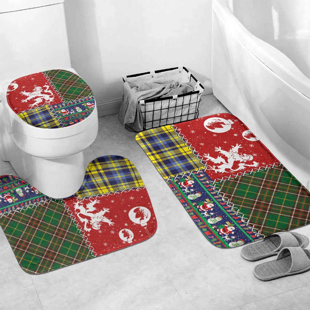 Scottish Christmas Bathroom Set Scotland Lion and Xmas Elements Patch Style - Wonder Print Shop